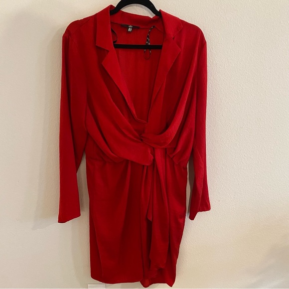 Missguided Dresses & Skirts - Red satin mini dress with sleeves